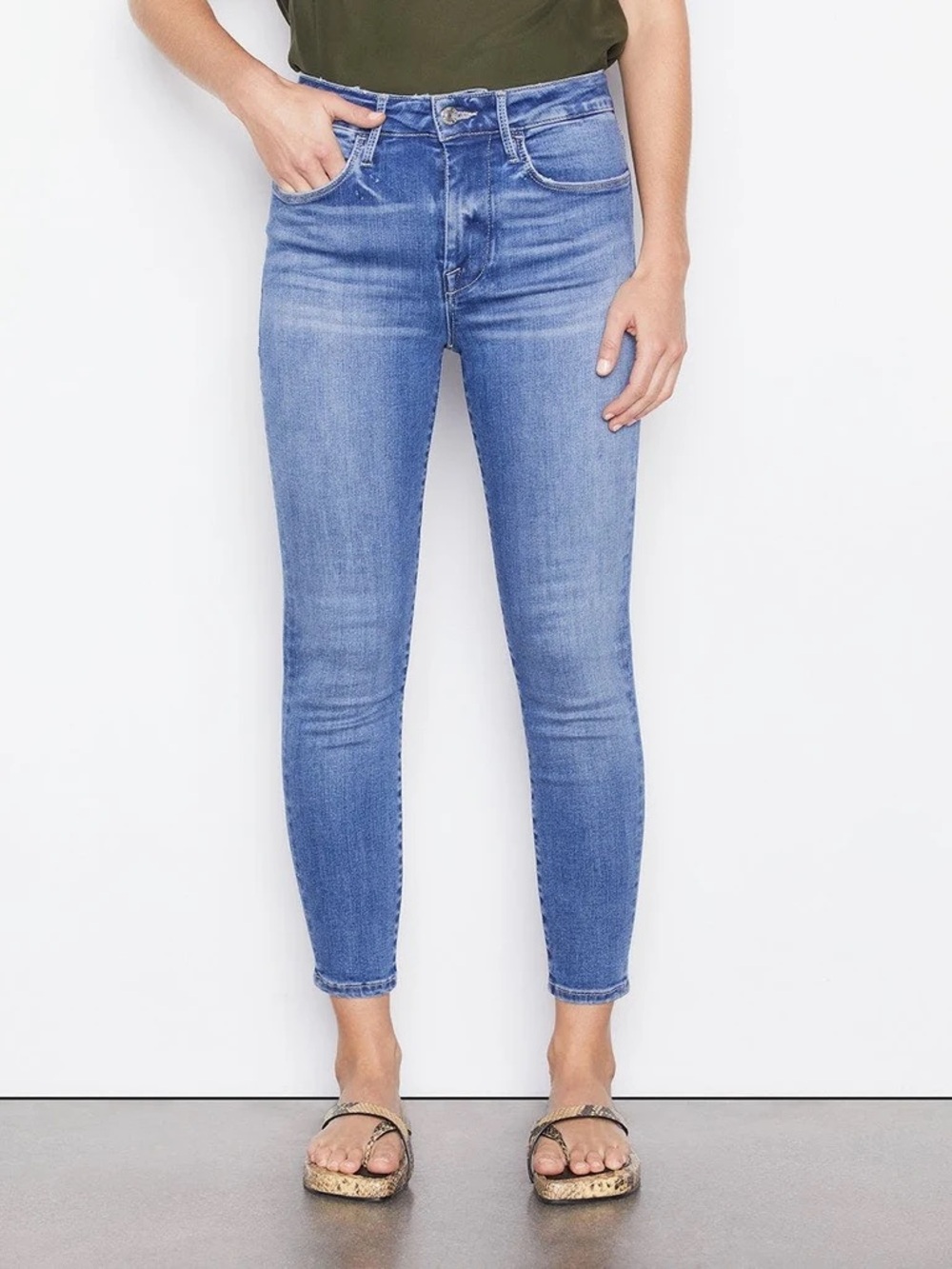 FRAME Women's 2 Le One Skinny Crop Jeans Sapphire Blue Wash Size 2